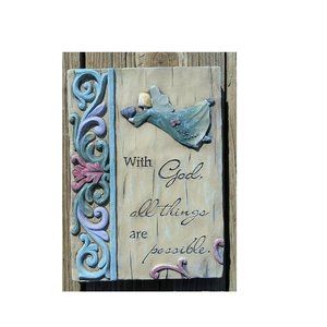 WITH GOD ALL THINGS ARE POSSIBLE Christian Sign Plaque Angel